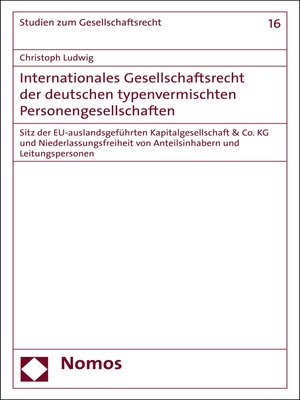 cover image of Internationales Gesellschaftsrecht der deutschen typenvermischten Personengesellschaften